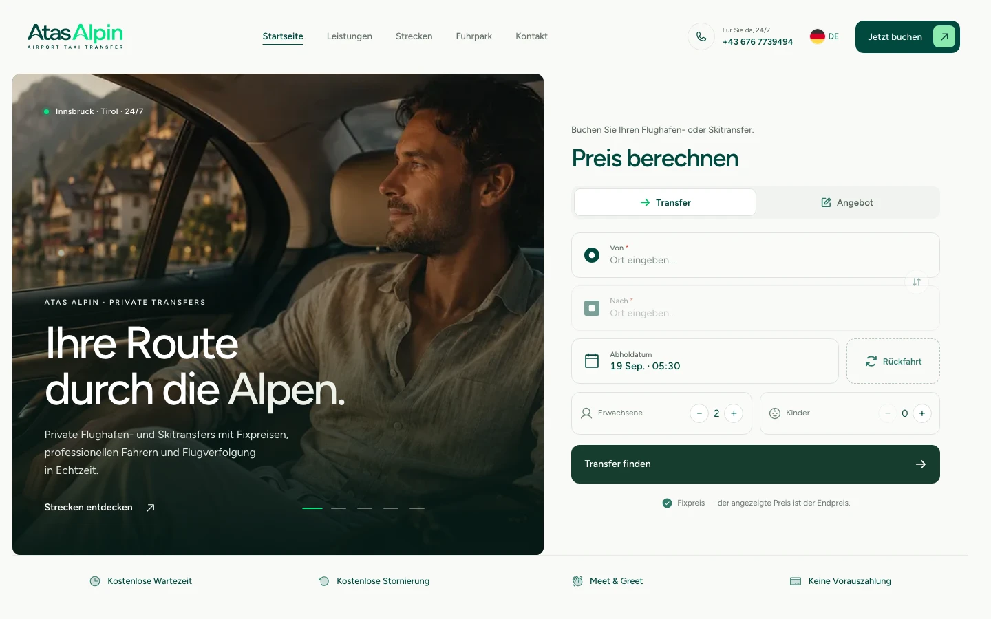 Atas Alpin web sitesinin gerçek ekran görüntüsü, ortak laptop mockup içinde