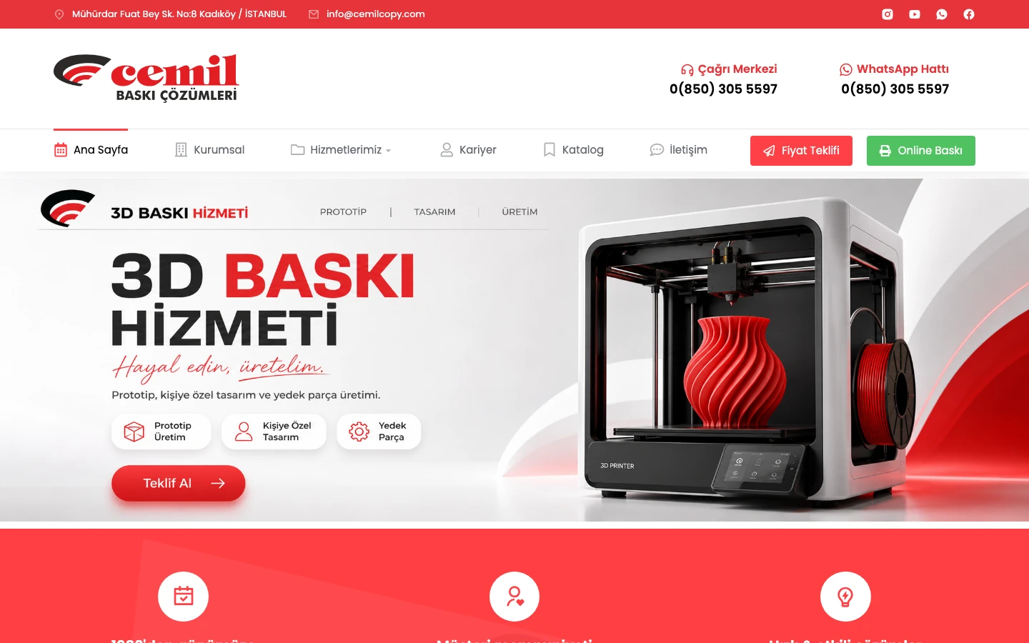 Cemil Copy web sitesinin laptop ekranındaki gerçek ana sayfa görüntüsü