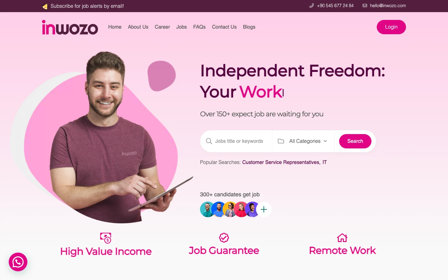 Inwozo web sitesinin laptop ekranındaki gerçek ana sayfa görüntüsü